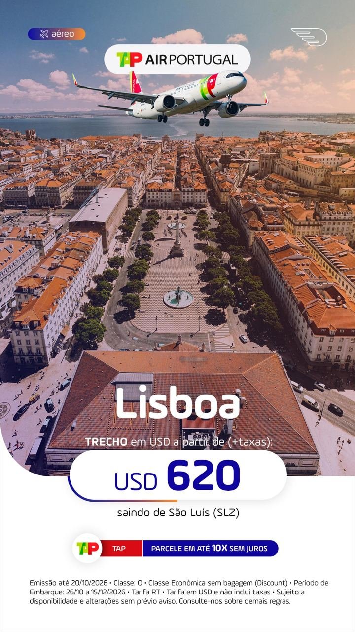 Tarifa promocional: Lisboa · saindo de São Luís